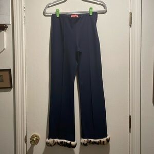 🌟Host Pick🌟 Vilagallo Navy Blue Front Seam Detachable Real Rabbit Hem Size 38